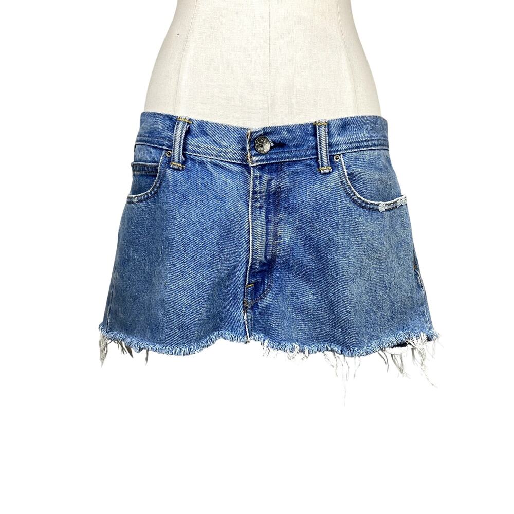 Vtg Y2k BDG Denim Distressed Cut Off Jean Skirt Grunge Summer Festival Preppy 36